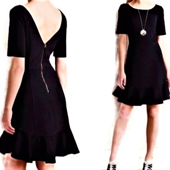 HD in Paris Dresses & Skirts - HD Paris Dress Texture Little Black Ruffle Peplum Hem V Back Zipper Classy